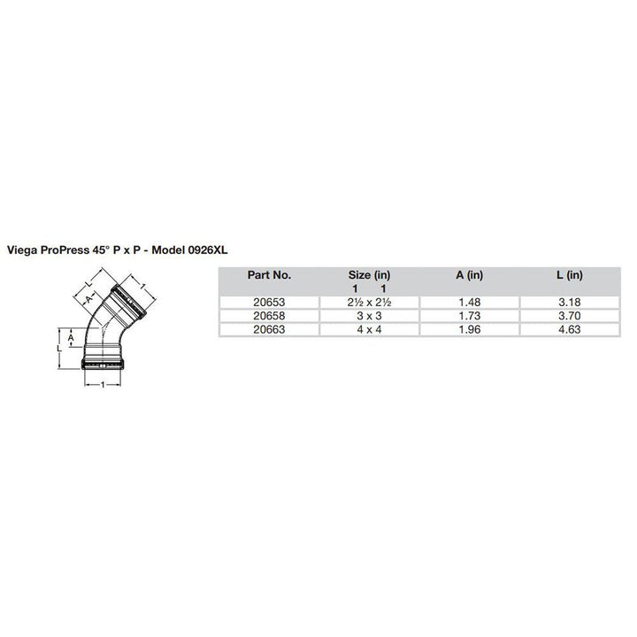 Viega ProPress 2 - 1/2" - 45 Copper Elbow - Double Press Connection - Smart Connect Technology [20653] - Houseboatparts.com