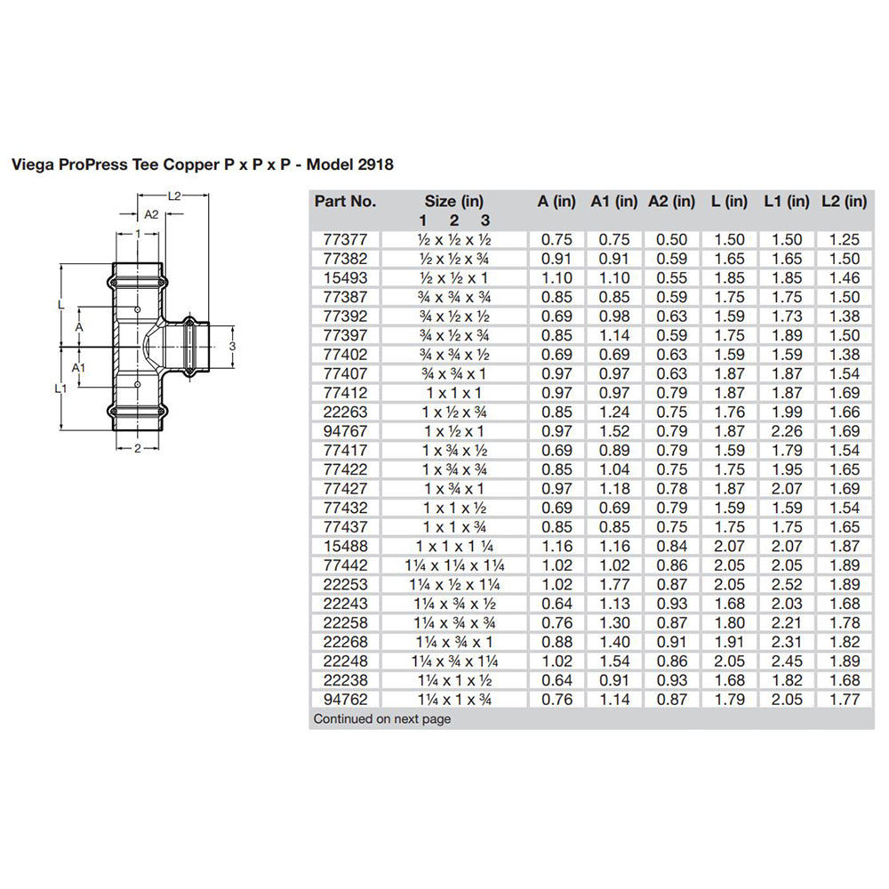 Viega ProPress 1/2" Copper Tee - Triple Press Connection - Smart Connect Technology [77377] - Houseboatparts.com