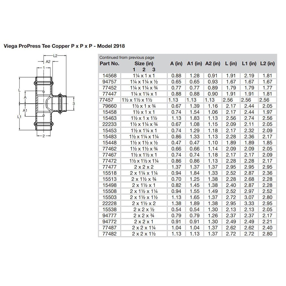Viega ProPress 1 - 1/2" Copper Tee - Triple Press Connection - Smart Connect Technology [77457] - Houseboatparts.com