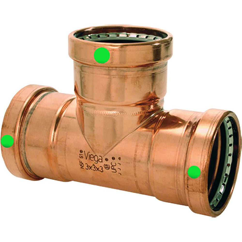 Viega ProPress 2 - 1/2" Copper Tee - Triple Press Connection - Smart Connect Technology [20683] - Houseboatparts.com
