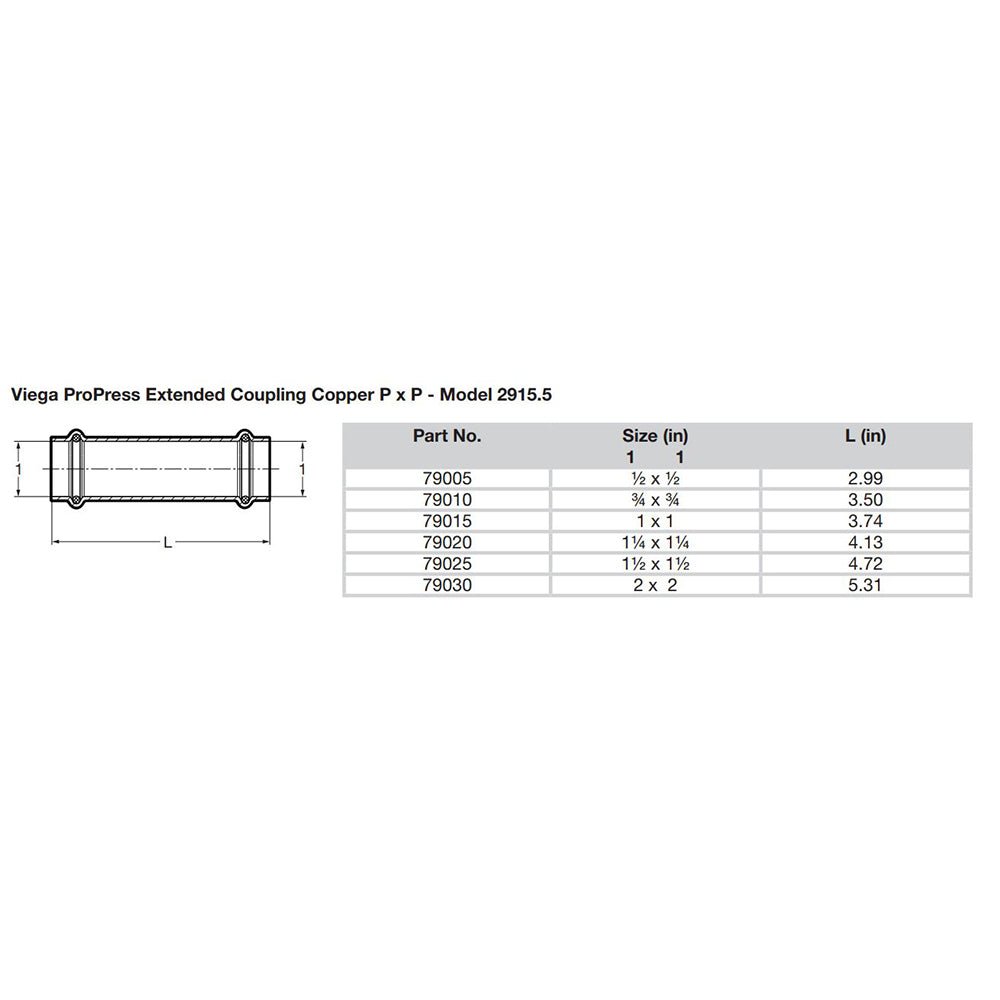 Viega ProPress 2" Extended Coupling w/o Stop - Double Press Connection - Smart Connect Technology [79030] - Houseboatparts.com