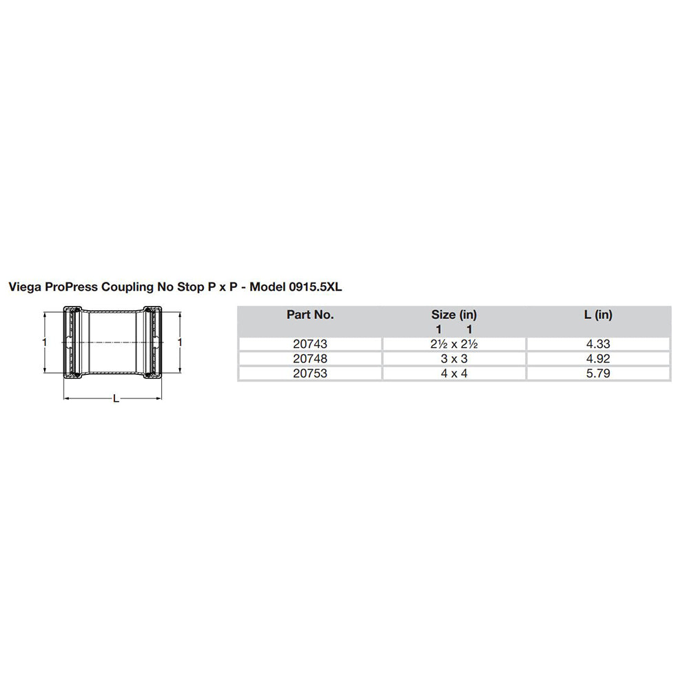 Viega ProPress 2-1/2" Copper Coupling w/o Stop - Double Press Connection - Smart Connect Technology [20743] - Houseboatparts.com