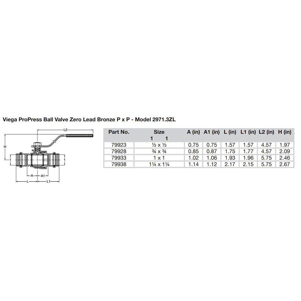 Viega ProPress 1 - 1/4" Zero Lead Bronze Ball Valve w/Stainless Stem - Double Press Connection - Smart Connect Technology [79938] - Houseboatparts.com
