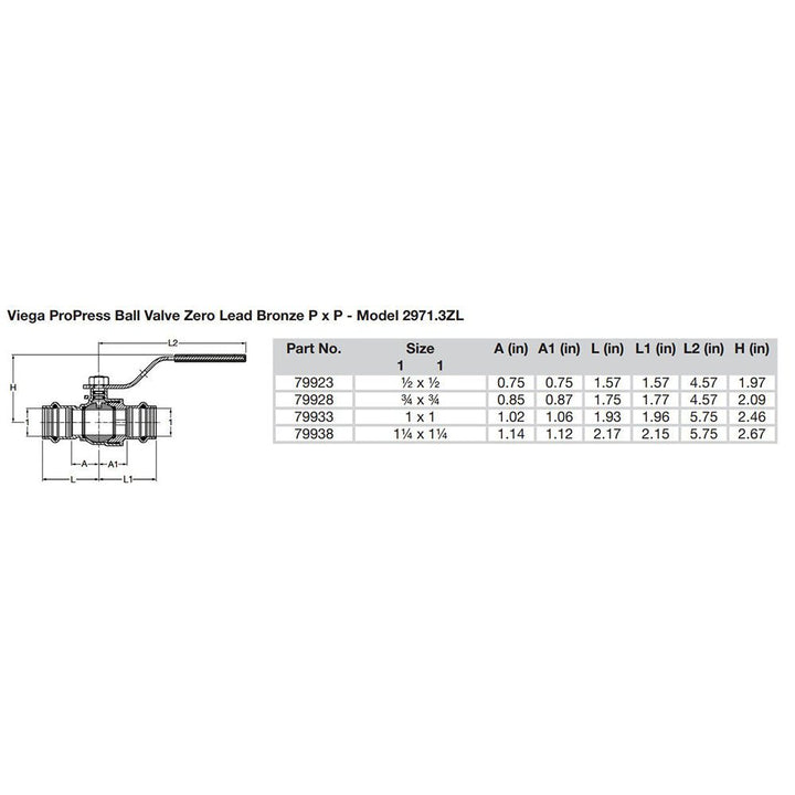 Viega ProPress 1 - 1/4" Zero Lead Bronze Ball Valve w/Stainless Stem - Double Press Connection - Smart Connect Technology [79938] - Houseboatparts.com