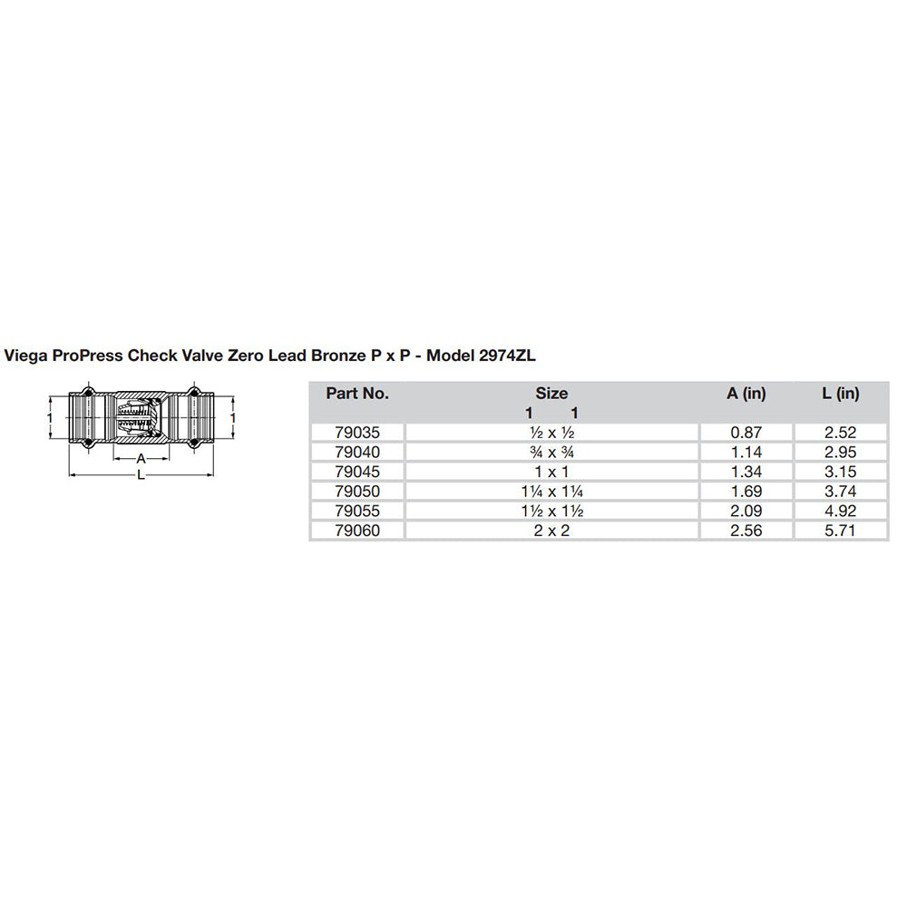 Viega ProPress 1/2" Zero Lead Check Valve - Double Press Connection - Smart Connect Technology [79035] - Houseboatparts.com