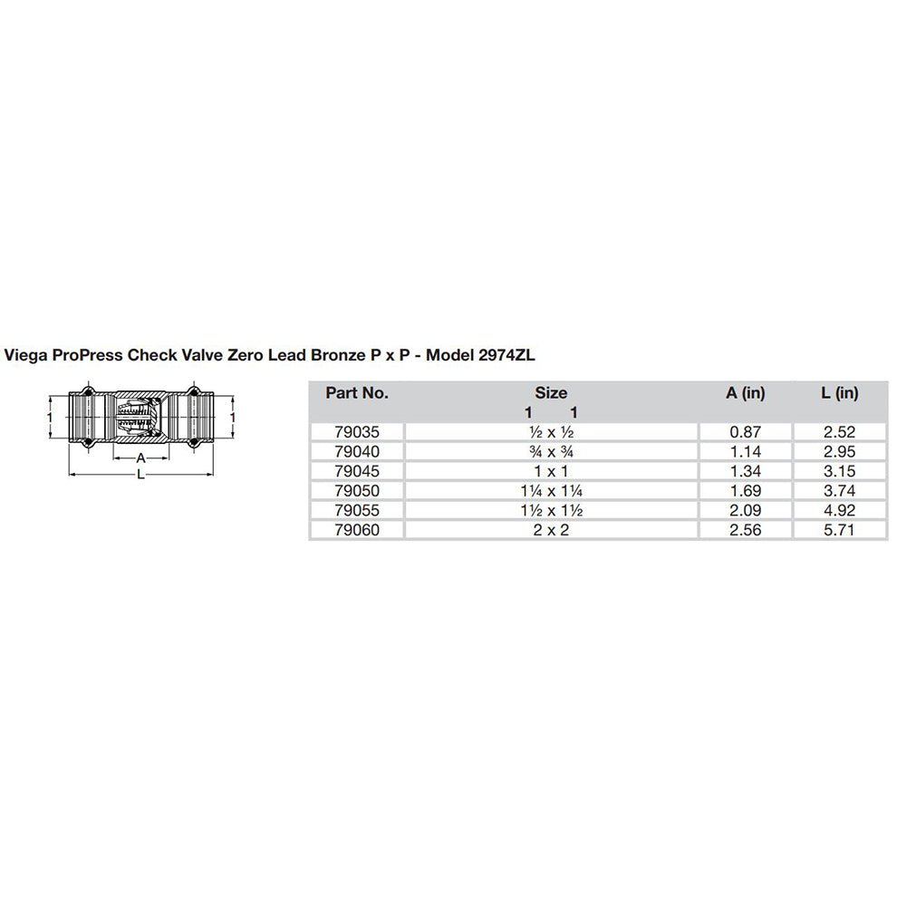 Viega ProPress 1 - 1/4" Zero Lead Check Valve - Double Press Connection - Smart Connect Technology [79050] - Houseboatparts.com