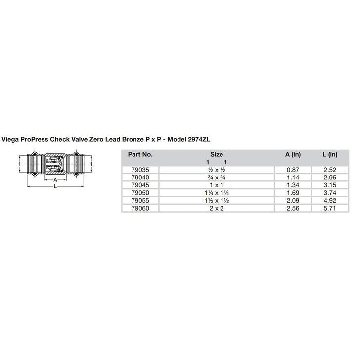Viega ProPress 1 - 1/2" Zero Lead Check Valve - Double Press Connection - Smart Connect Technology [79055] - Houseboatparts.com