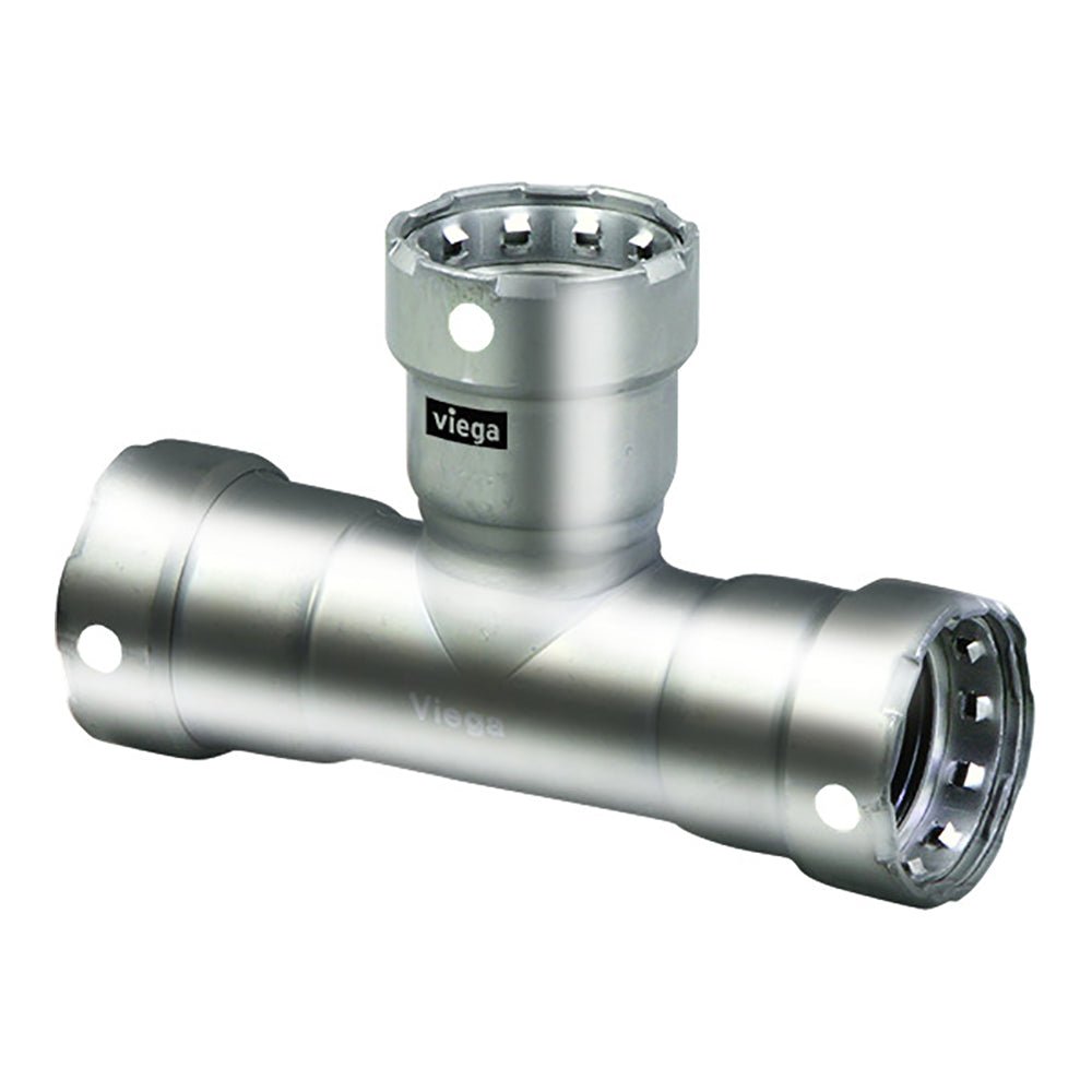 Viega MegaPress 1 - 1/2" Stainless Steel 304 Tee - Triple Press Connection - Smart Connect Technology [95120] - Houseboatparts.com