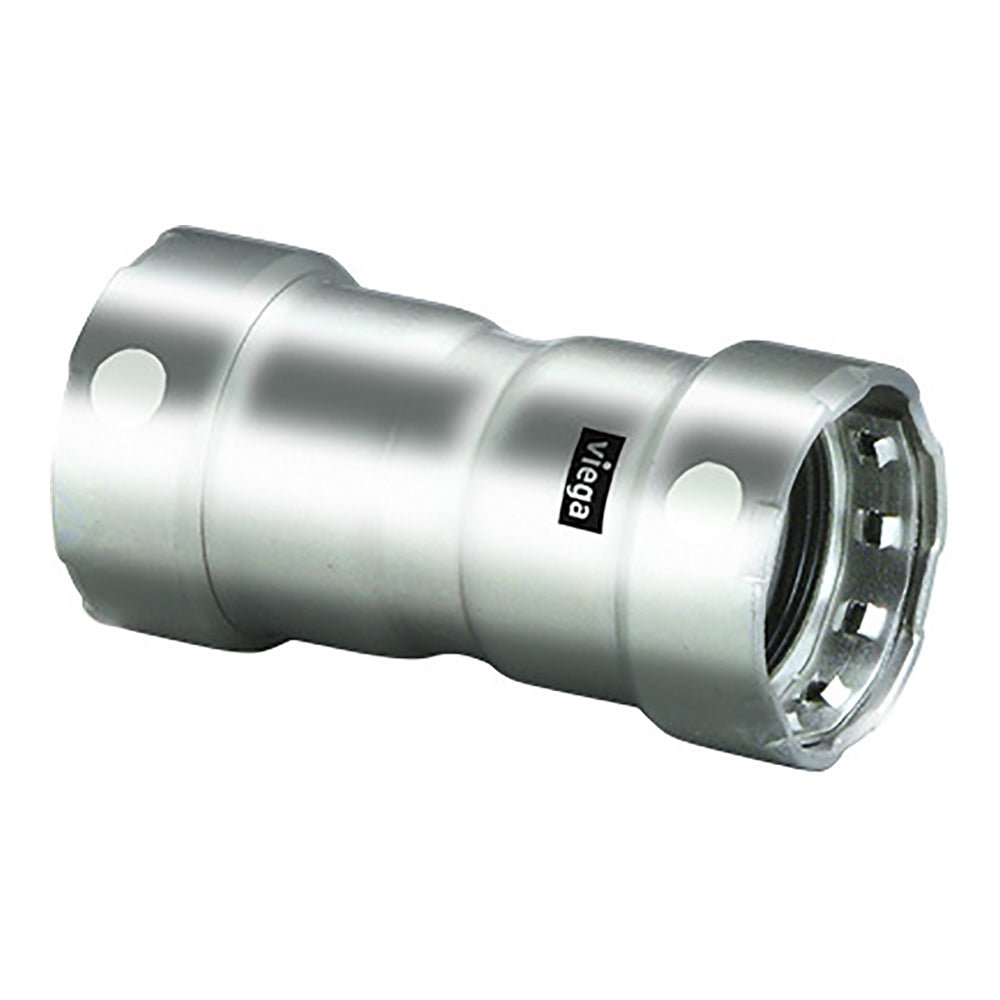 Viega MegaPress 1 - 1/2" Stainless Steel 304 Coupling w/Stop - Double Press Connection - Smart Connect Technology [95300] - Houseboatparts.com