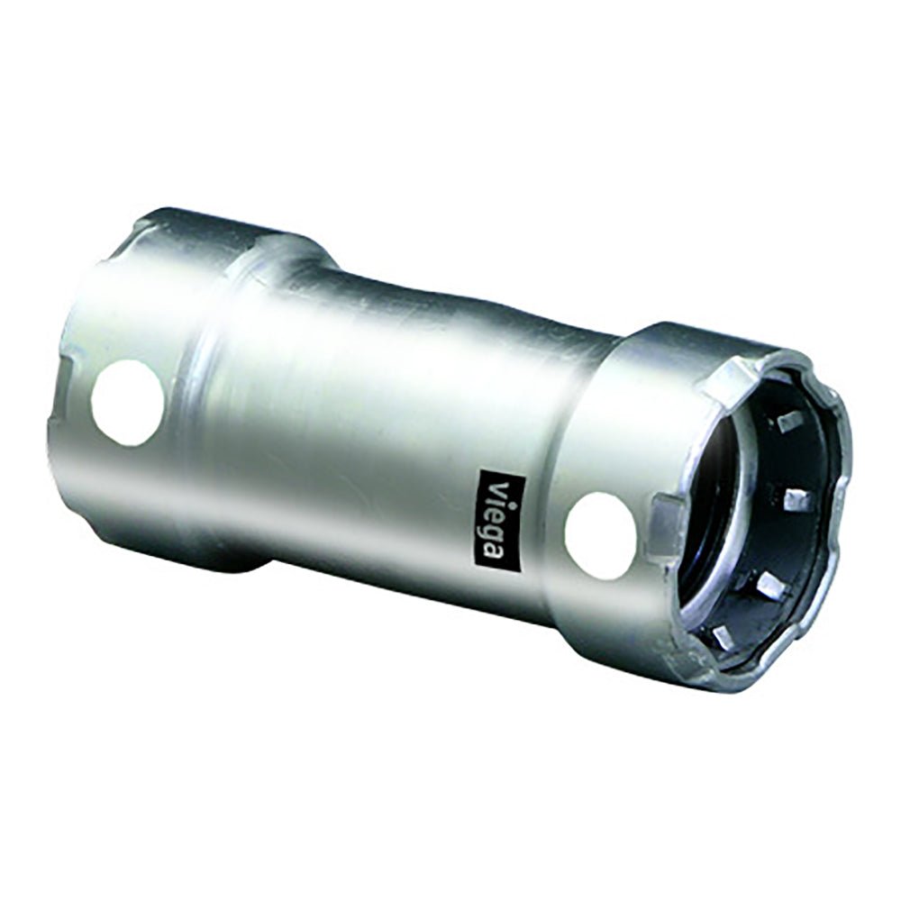 Viega MegaPress 1 - 1/2" Stainless Steel 304 Coupling w/o Stop - Double Press Connection - Smart Connect Technology [95325] - Houseboatparts.com