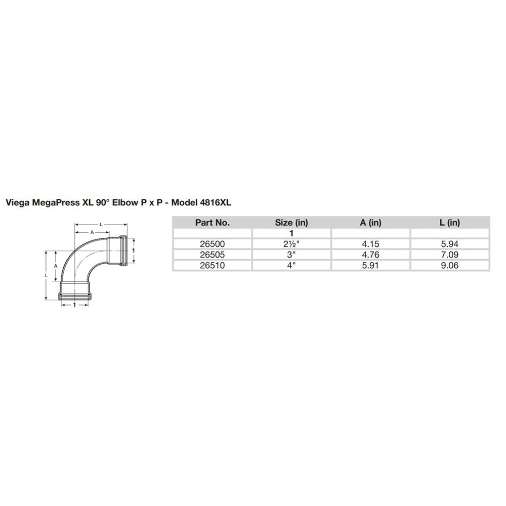 Viega MegaPress 2-1/2" 90 Carbon Steel Elbow w/FKM - Double Press Connection - Smart Connect Technology [26500] - Houseboatparts.com