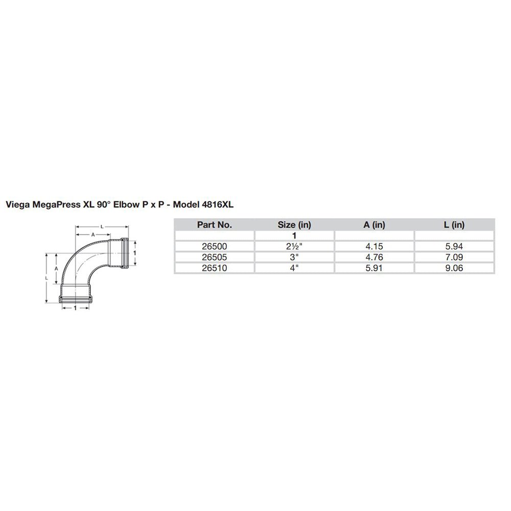 Viega MegaPress 2 - 1/2" 90 Carbon Steel Elbow w/FKM - Double Press Connection - Smart Connect Technology [26500] - Houseboatparts.com