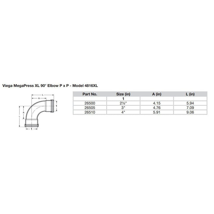 Viega MegaPress 3" 90 Carbon Steel Elbow w/FKM - Double Press Connection - Smart Connect Technology [26505] - Houseboatparts.com