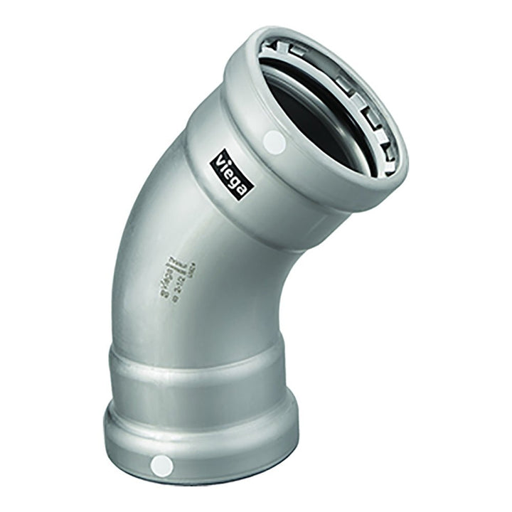 Viega MegaPress 2 - 1/2" 45 Carbon Steel Elbow w/FKM - Double Press Connection - Smart Connect Technology [26530] - Houseboatparts.com