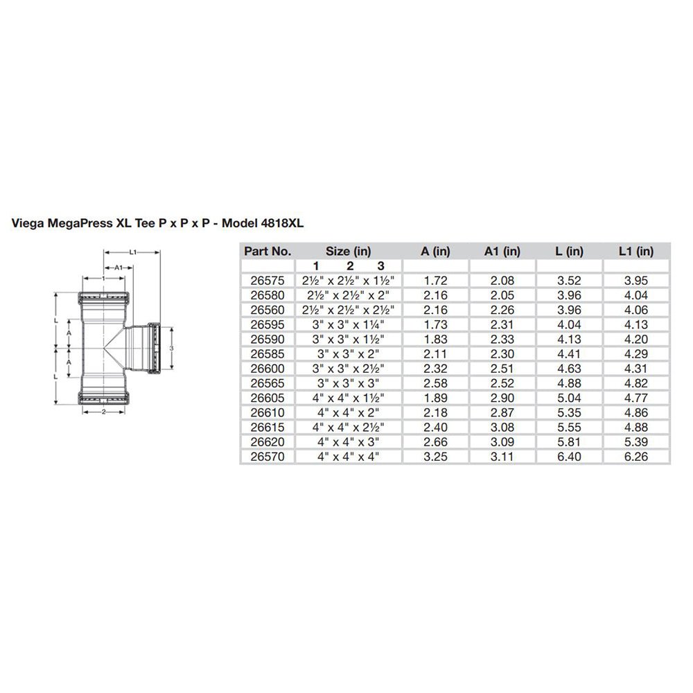 Viega MegaPress 3" Carbon Steel Tee w/FKM - Triple Press Connection - Smart Connect Technology [26565] - Houseboatparts.com