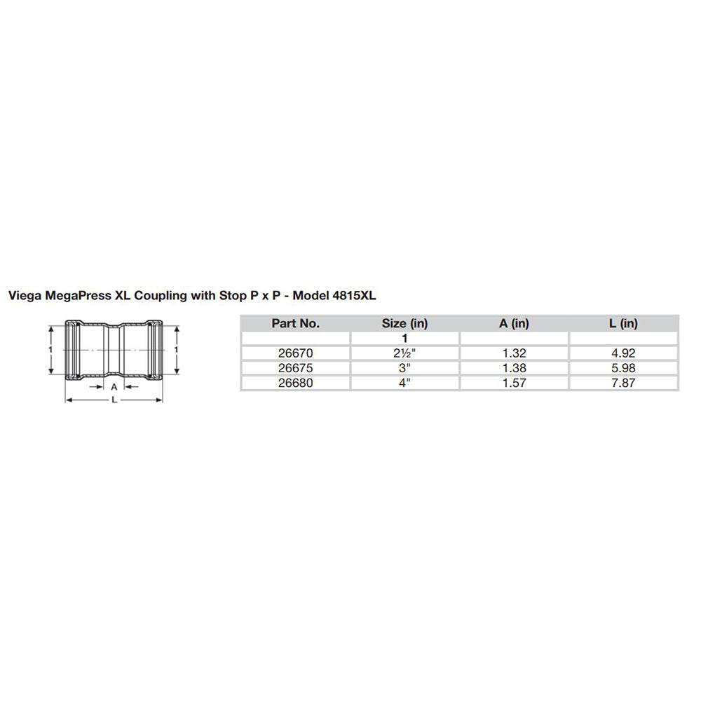 Viega MegaPress 2-1/2" Carbon Steel Coupling w/Stop w/FMK Double Press Connection - Smart Connect Technology [26670] - Houseboatparts.com