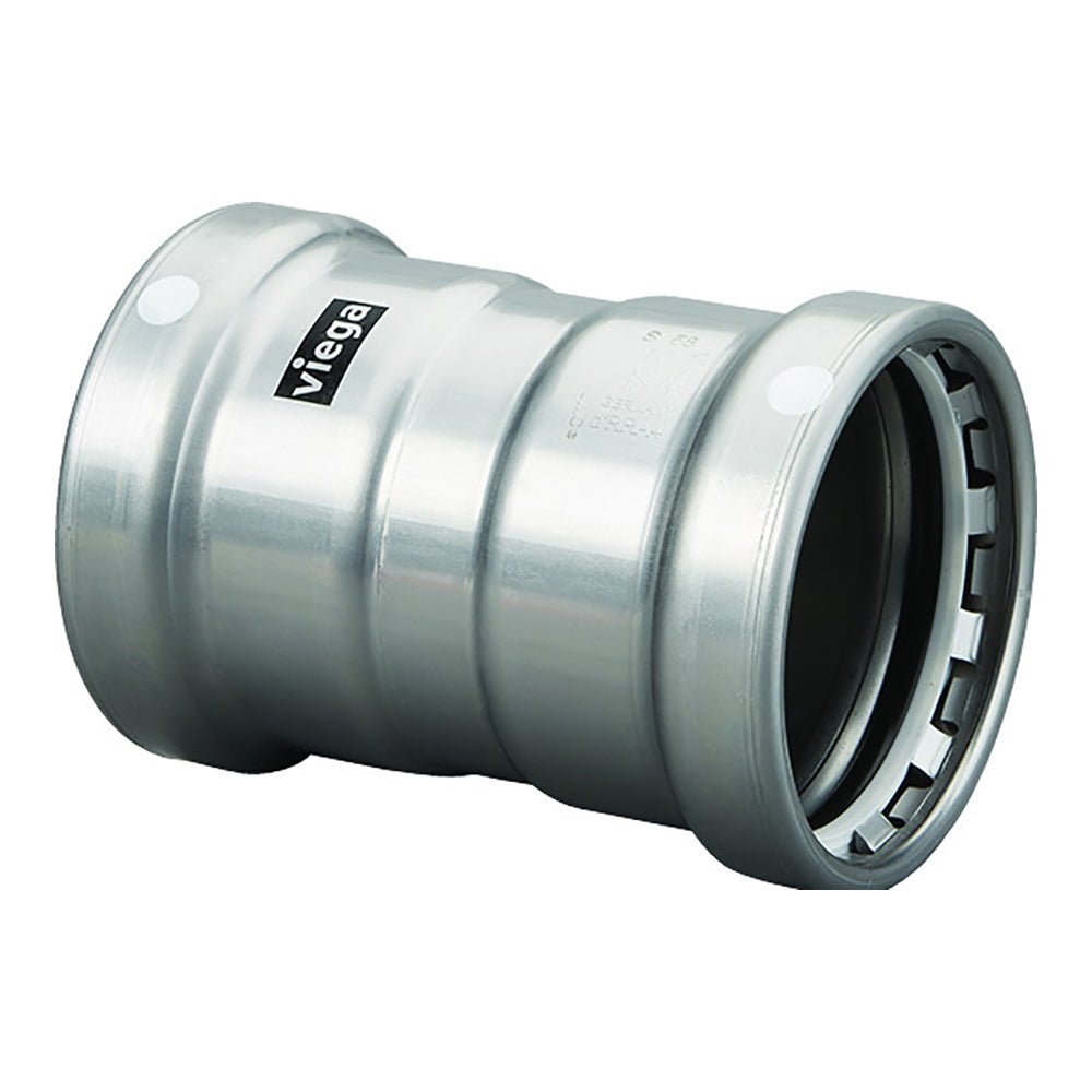 Viega MegaPress 2 - 1/2" Carbon Steel Coupling w/Stop w/FMK Double Press Connection - Smart Connect Technology [26670] - Houseboatparts.com