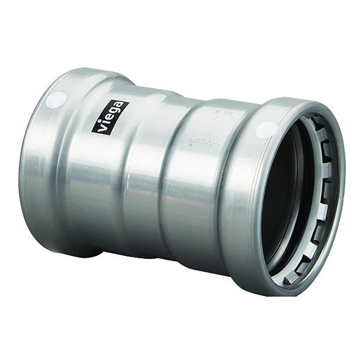 Viega MegaPress 2 - 1/2" Carbon Steel Coupling w/Stop w/FMK Double Press Connection - Smart Connect Technology [26670] - Houseboatparts.com