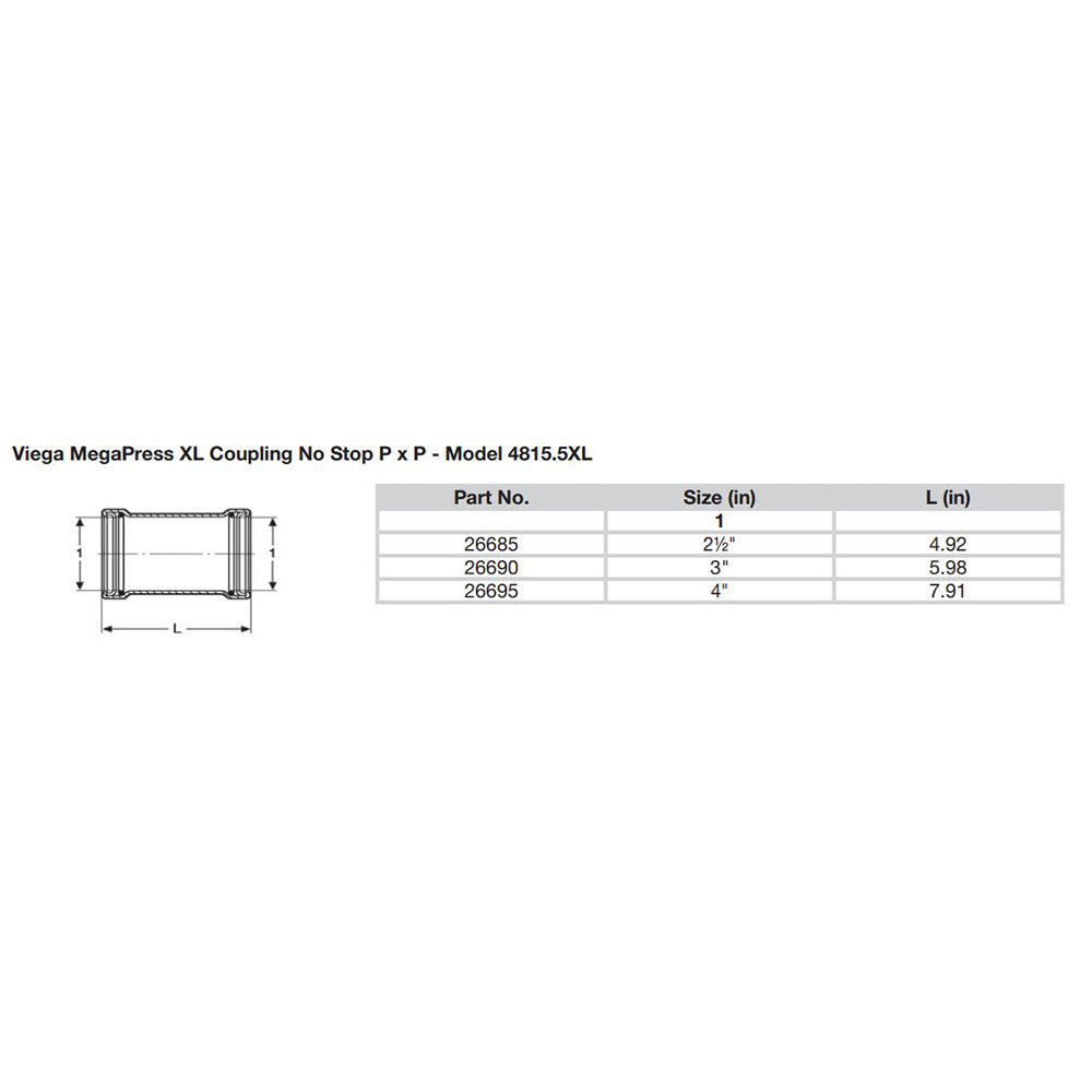 Viega MegaPress 2-1/2" Carbon Steel Coupling w/o Stop w/FMK - Double Press Connection - Smart Connect Technology [26685] - Houseboatparts.com