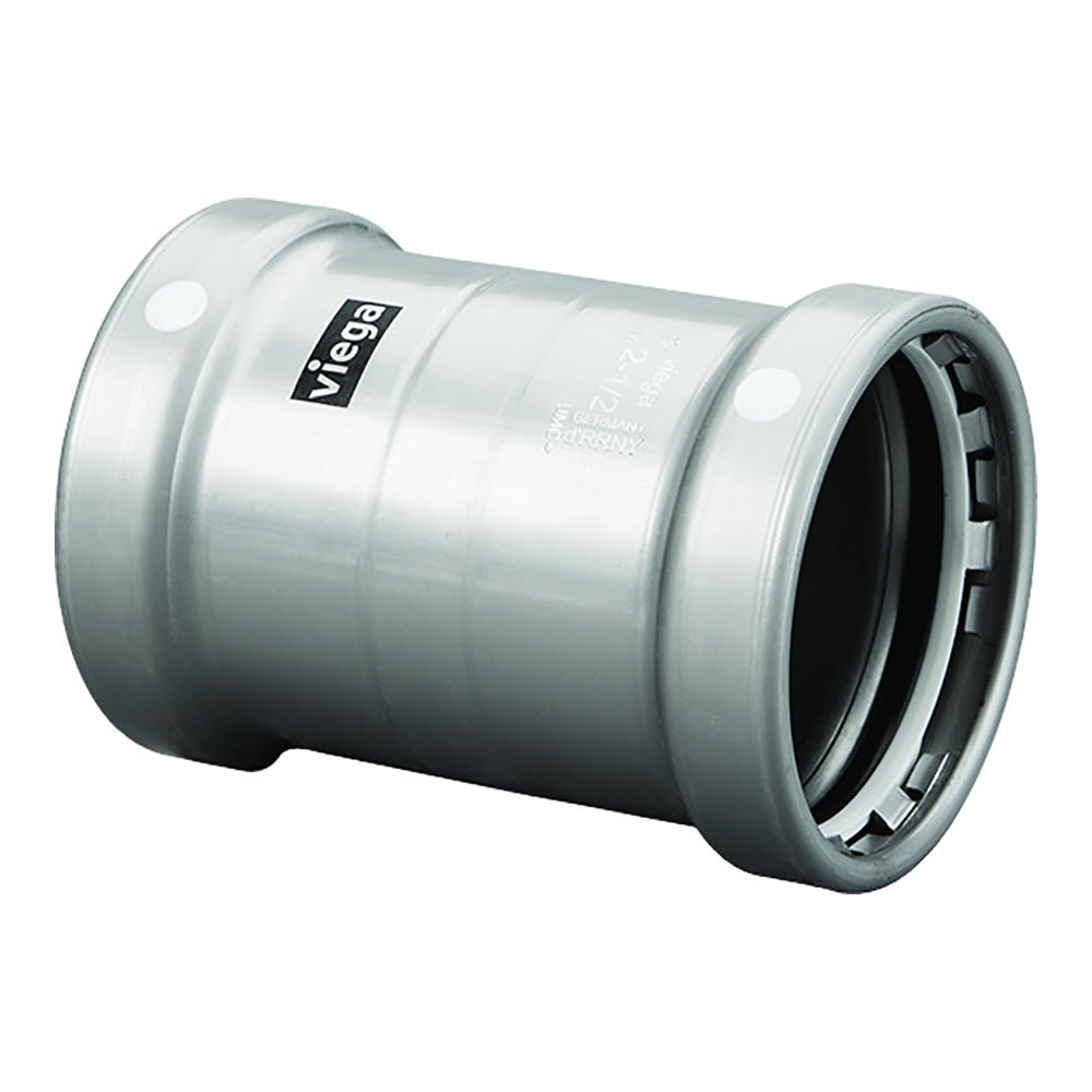 Viega MegaPress 2 - 1/2" Carbon Steel Coupling w/o Stop w/FMK - Double Press Connection - Smart Connect Technology [26685] - Houseboatparts.com