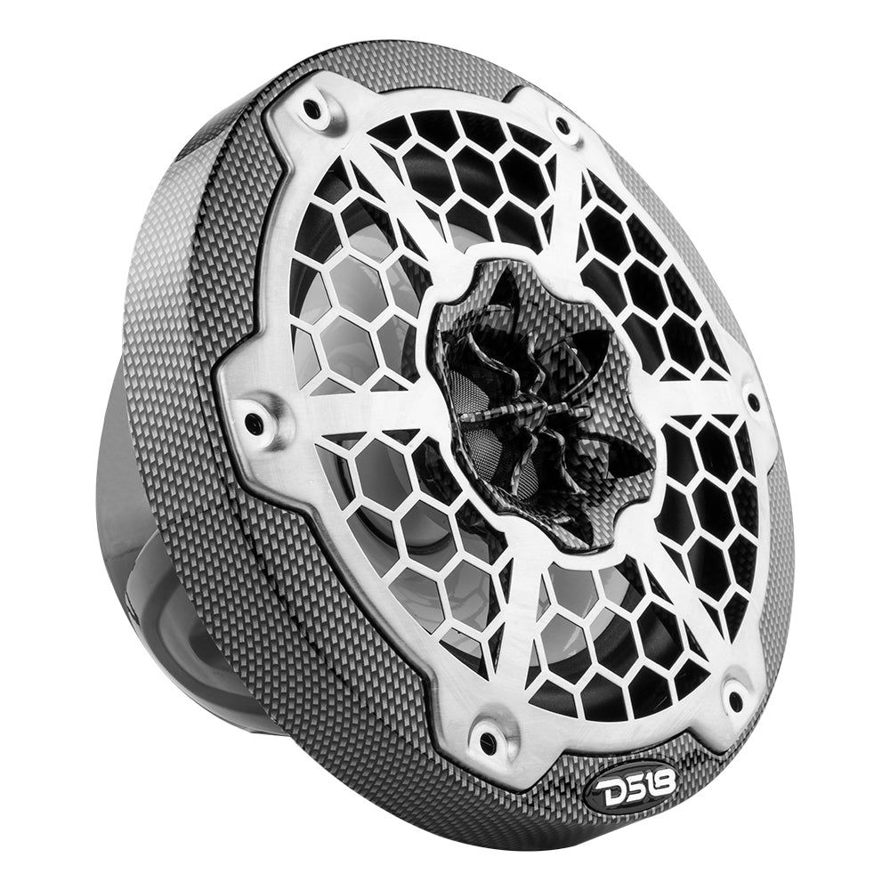 DS18 HYDRO 6.5" 2-Way Marine Speakers w/RGB LED Lights 375W - Black Carbon Fiber [CF-65] - Houseboatparts.com