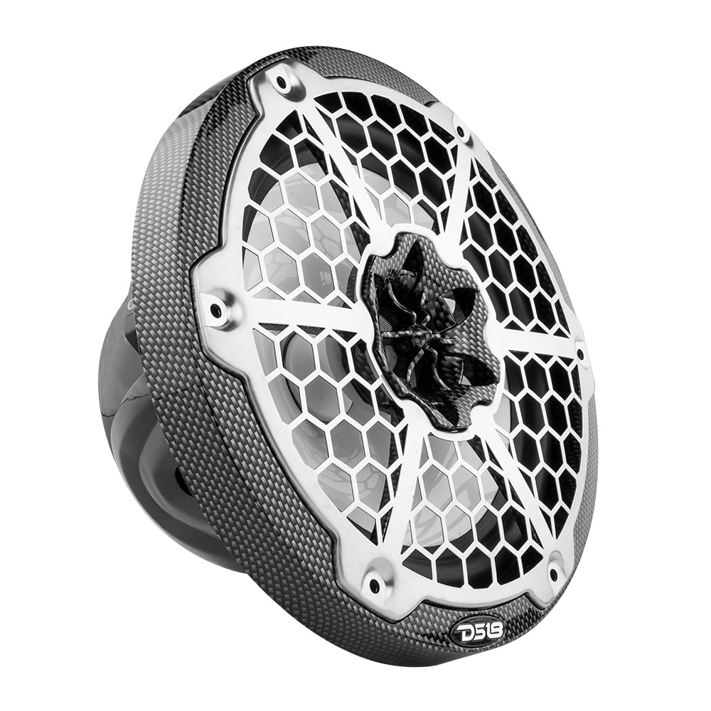 DS18 HYDRO 8" 2-Way Marine Speakers w/RGB LED Lights 450W - Black Carbon Fiber [CF-8] - Houseboatparts.com