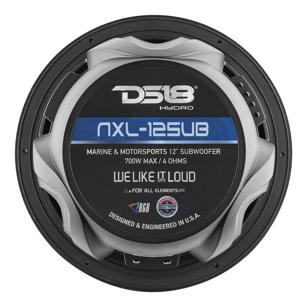 DS18 HYDRO 12" Subwoofer w/RGB Lights - 700W - Matte Black [NXL-12SUB/BK] - Houseboatparts.com