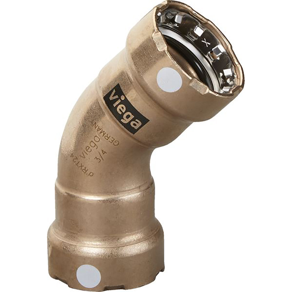 Viega MegaPress 1" 45 Copper Nickel Elbow - Double Press Connection - Smart Connect Technology [88100] - Houseboatparts.com