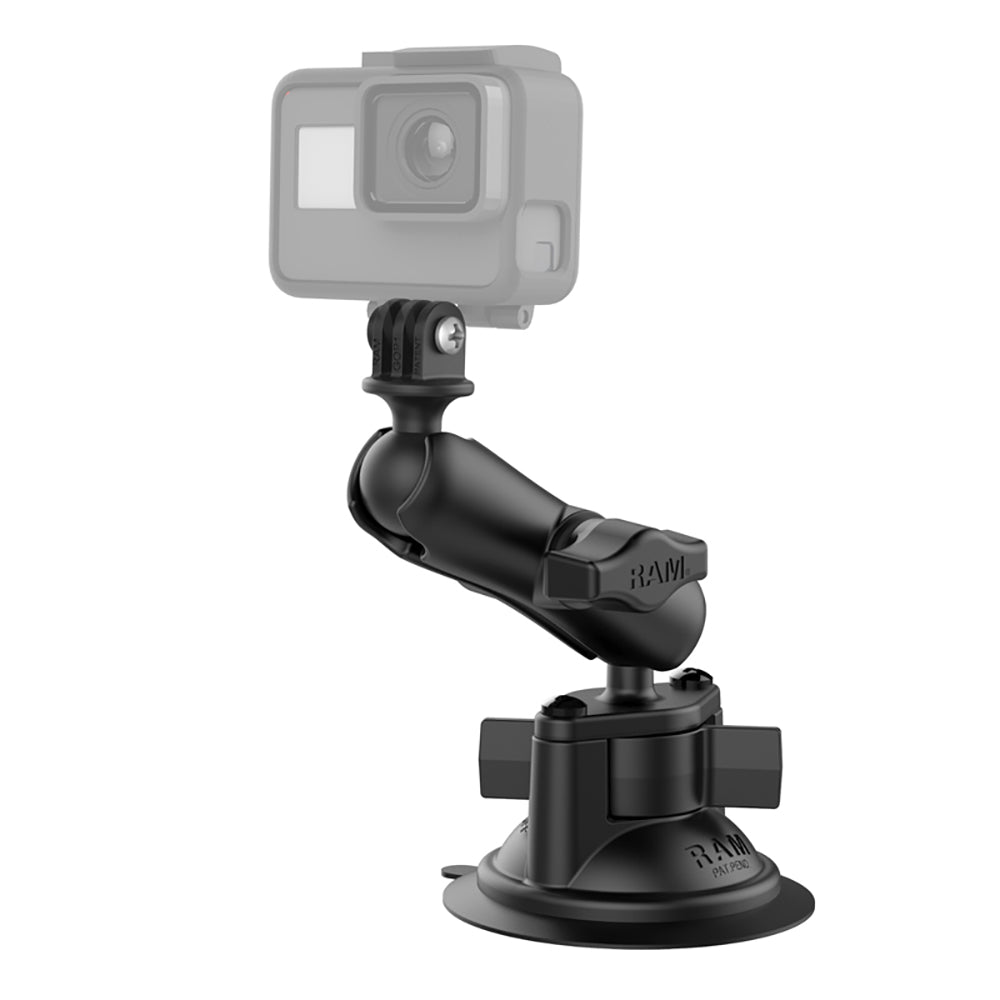 RAM Mount RAM Twist-Lock Suction Cup Mount w/Universal Action Camera Adapter [RAM-B-166-GOP1U] - Houseboatparts.com