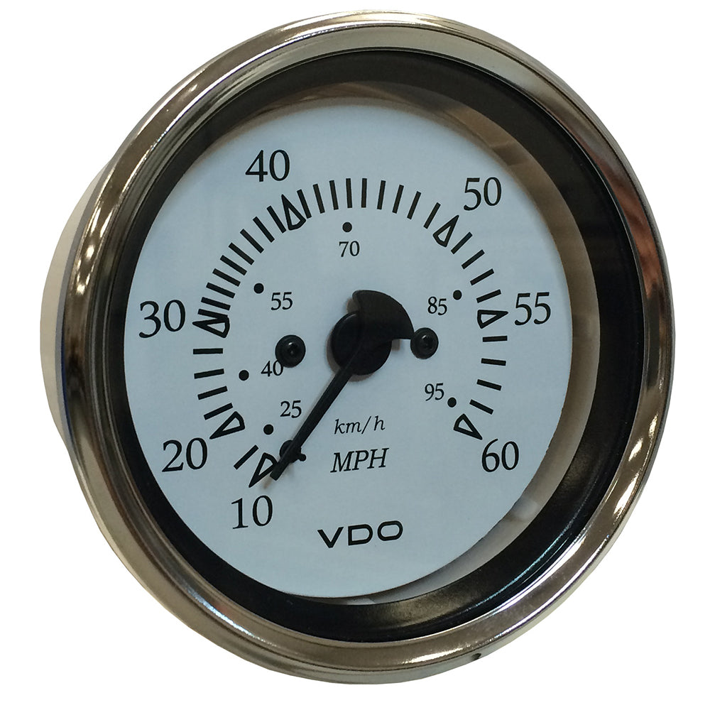 VDO Cockpit Marine 85MM (3-3/8") Pitot Speedometer - 0 to 60 MPH - White Dial/Chrome Bezel [260-15270] - Houseboatparts.com