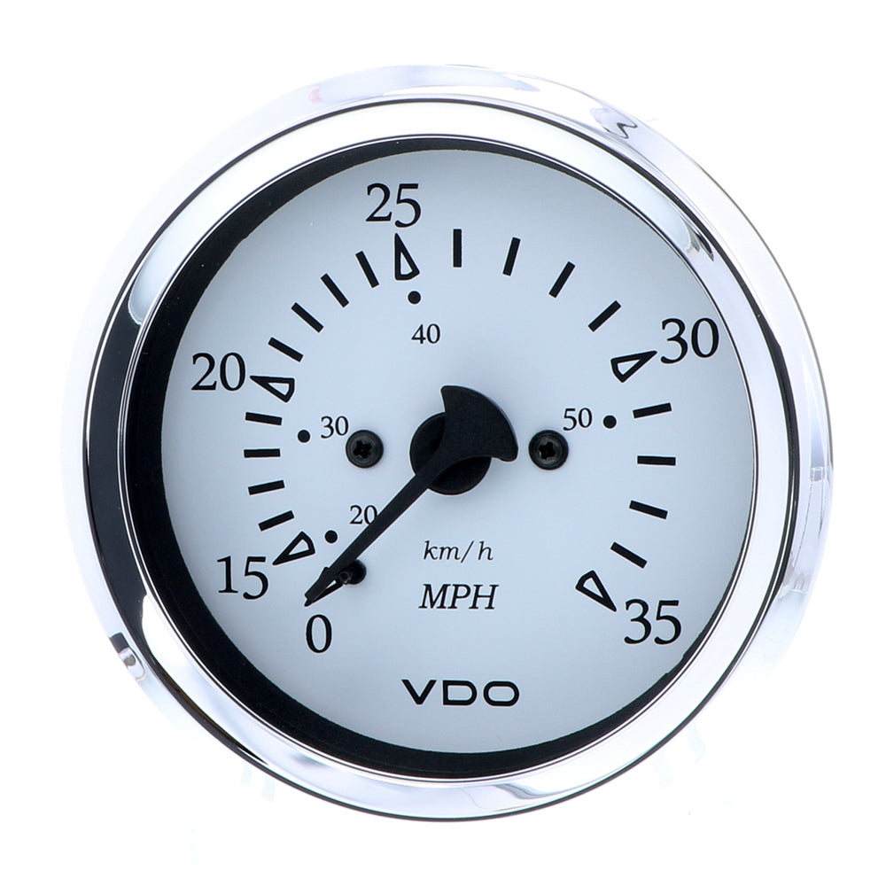 VDO Cockpit Marine 85MM (3-3/8") Pitot Speedometer - 0 to 35 MPH - White Dial/Chrome Bezel [260-15271] - Houseboatparts.com