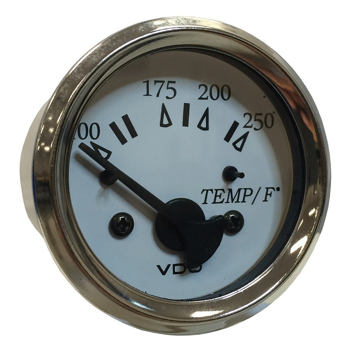VDO Cockpit Marine 52MM (2 - 1/16") Water Temp. Gauge - 0 - 250F - White Dial/Chrome Bezel [310 - 15277] - Houseboatparts.com