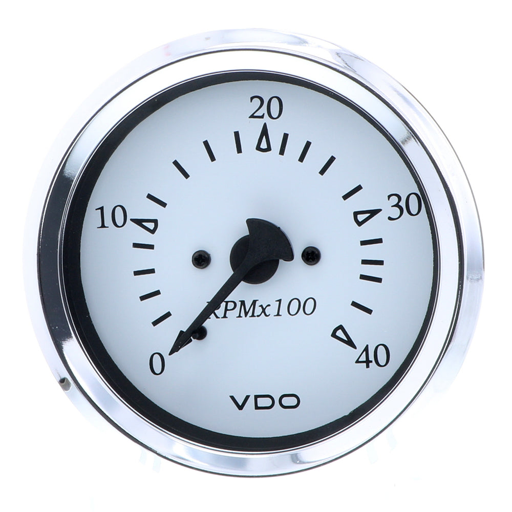 VDO Cockpit Marine 85MM (3-3/8") Diesel Tachometer - 4000 RPM - White Dial/Chrome Bezel [333-15273] - Houseboatparts.com