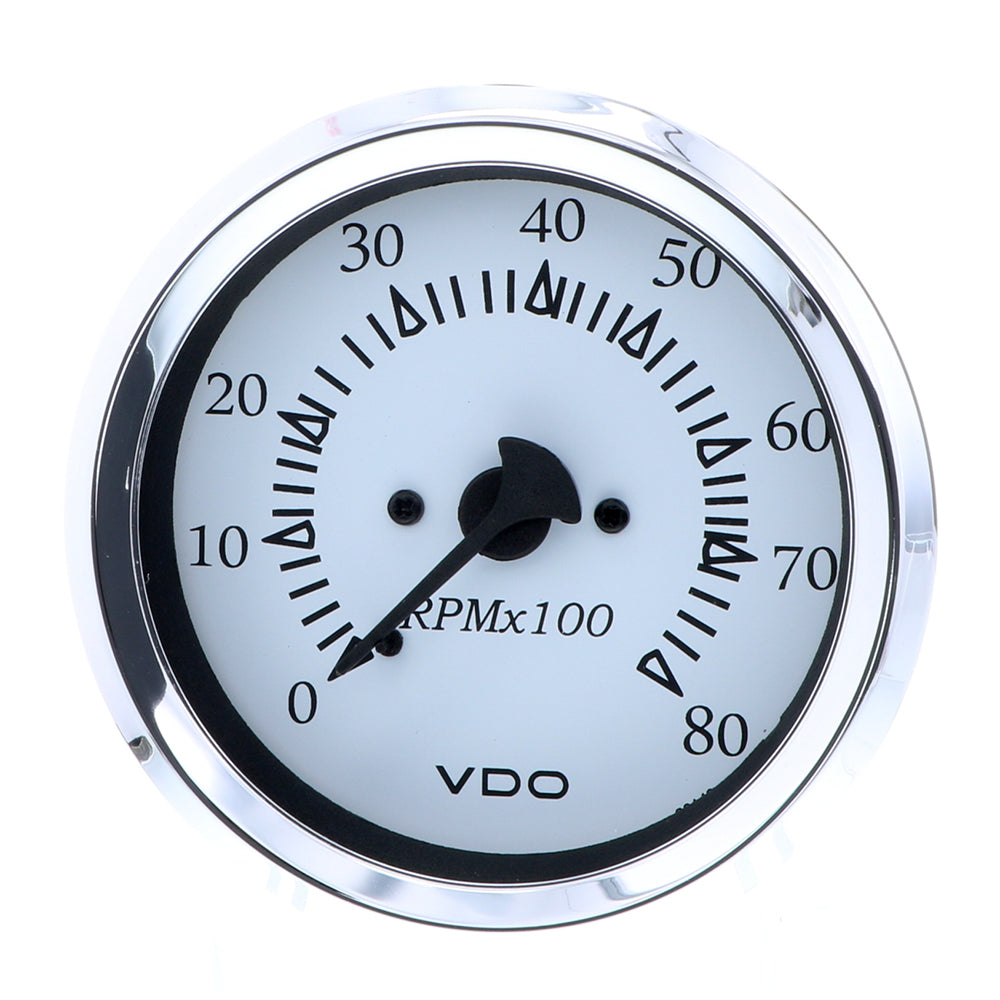 VDO Cockpit Marine 85MM (3-3/8") Outboard Tachometer - White Dial/Chrome Bezel [333-15275] - Houseboatparts.com