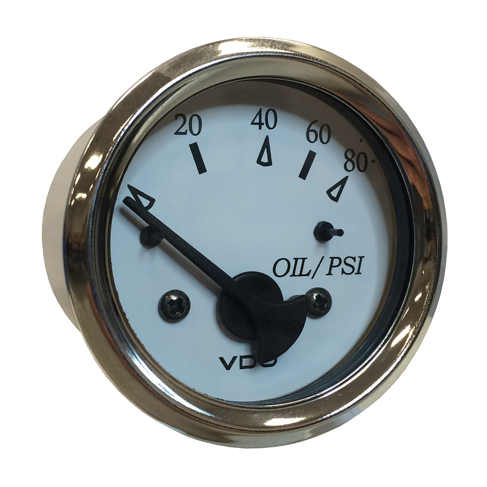 VDO Cockpit Marine 52MM (2-1/16") Oil Pressure Gauge - White Dial/Chrome Bezel [350-15276] - Houseboatparts.com