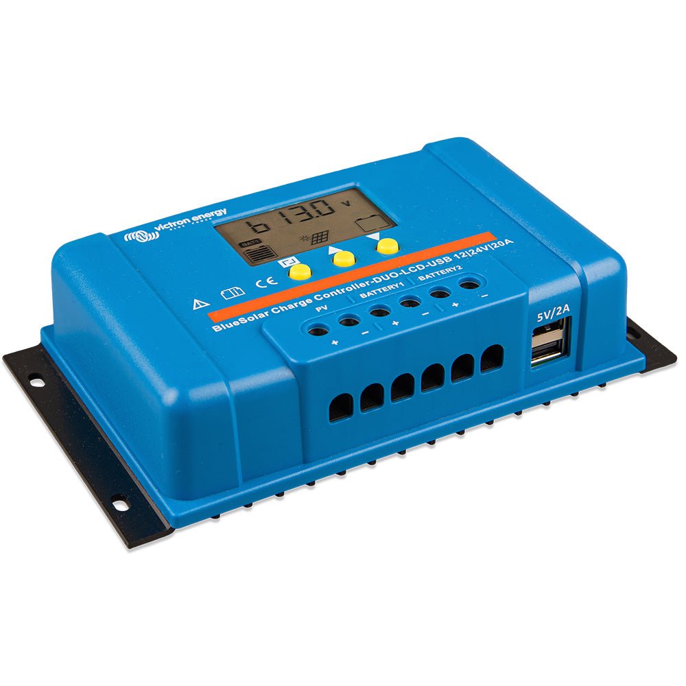 Victron BlueSolar PWM Charge Controller (DUO) LCD USB Charge Control - 12/24VDC - 20A [SCC010020060] - Houseboatparts.com