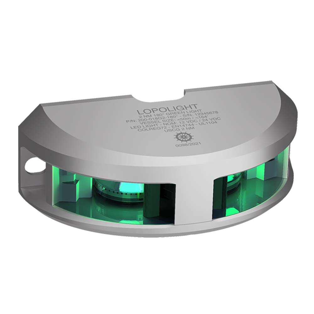 Lopolight 180 Navigation Light - 2nm f/Vessel Up To 164 (50M) - Green w/Silver Housing [200-018G2] - Houseboatparts.com