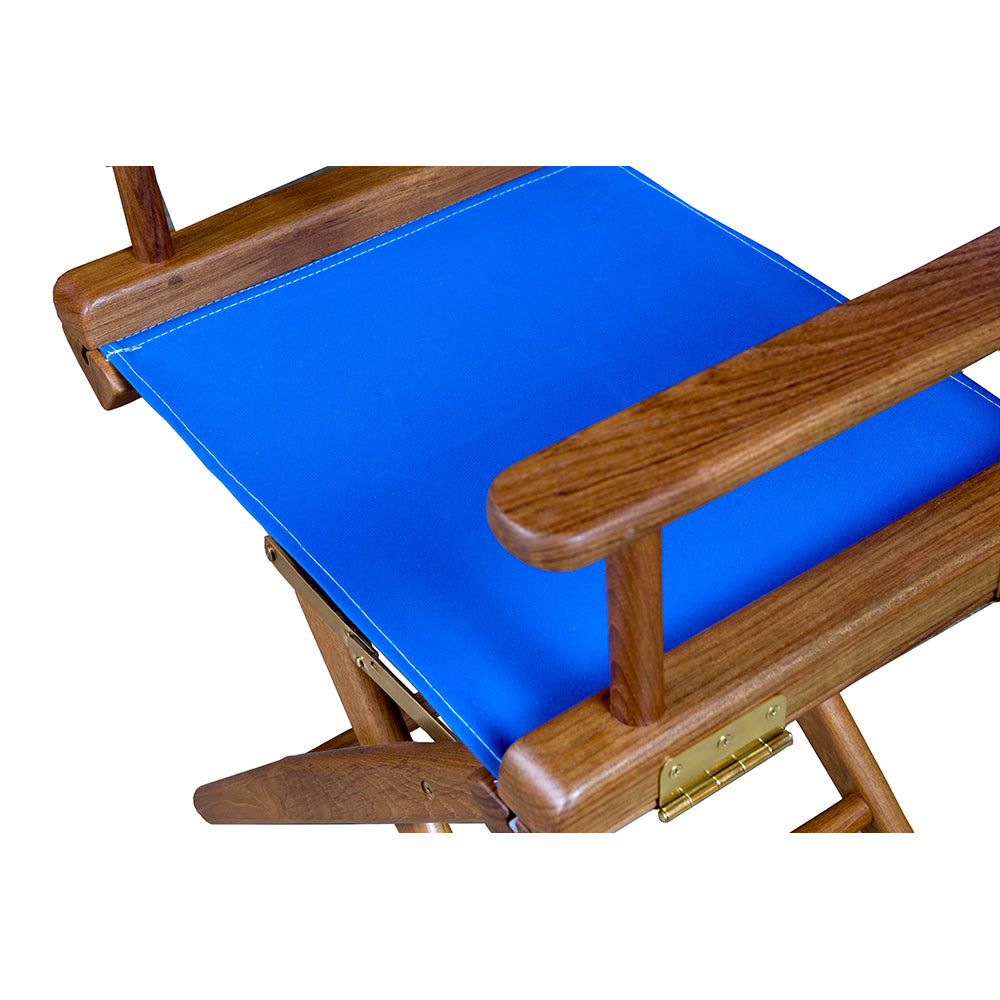 Whitecap Directors Chair w/Blue Seat Covers - Teak [60041] - Houseboatparts.com