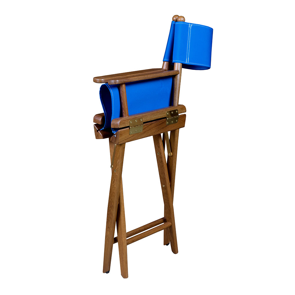 Whitecap Directors Chair w/Blue Seat Covers - Teak [60041] - Houseboatparts.com