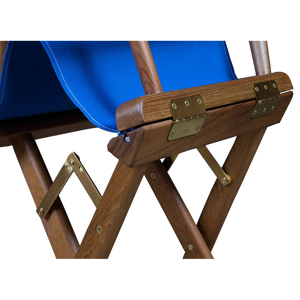 Whitecap Directors Chair w/Blue Seat Covers - Teak [60041] - Houseboatparts.com