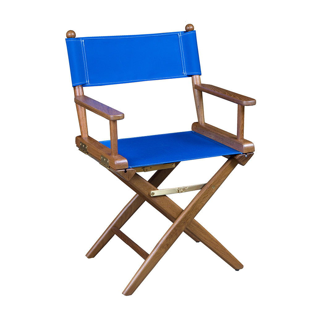 Whitecap Directors Chair w/Blue Seat Covers - Teak [60041] - Houseboatparts.com