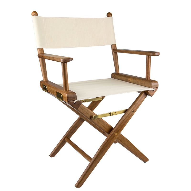 Whitecap Directors Chair w/Natural Seat Covers - Teak [60044] - Houseboatparts.com