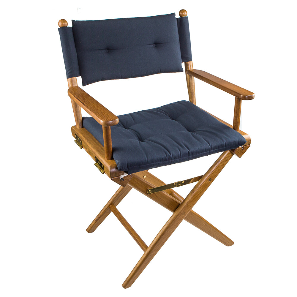 Whitecap Directors Chair w/Navy Cushion - Teak [61042] - Houseboatparts.com