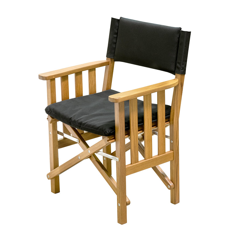 Whitecap Directors Chair II w/Black Cushion - Teak [61051] - Houseboatparts.com