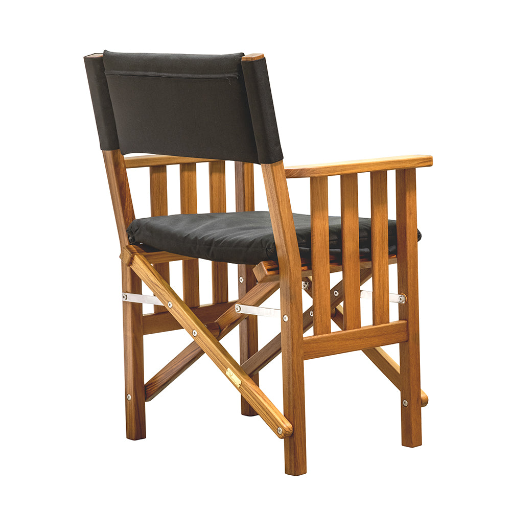 Whitecap Directors Chair II w/Black Cushion - Teak [61051] - Houseboatparts.com