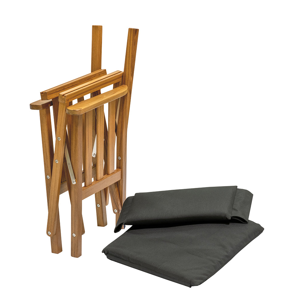 Whitecap Directors Chair II w/Black Cushion - Teak [61051] - Houseboatparts.com