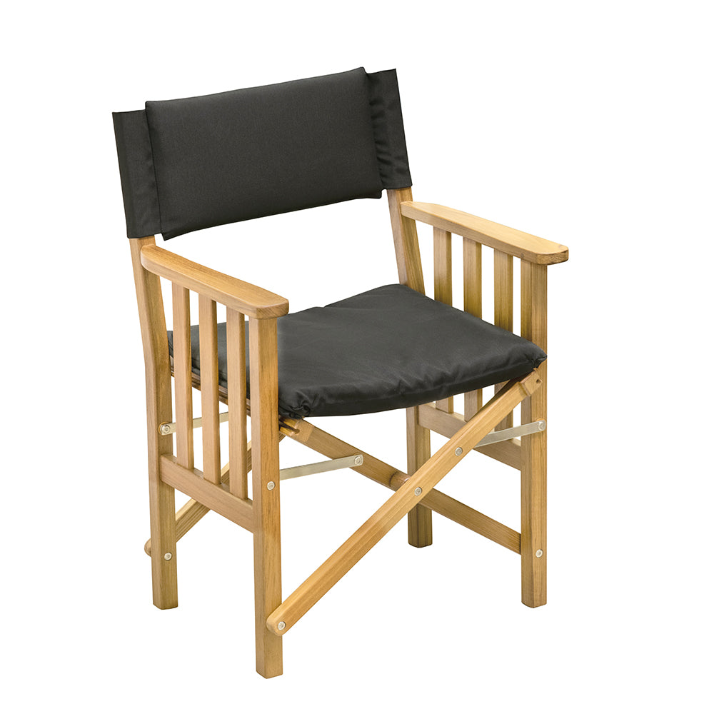 Whitecap Directors Chair II w/Black Cushion - Teak [61051] - Houseboatparts.com