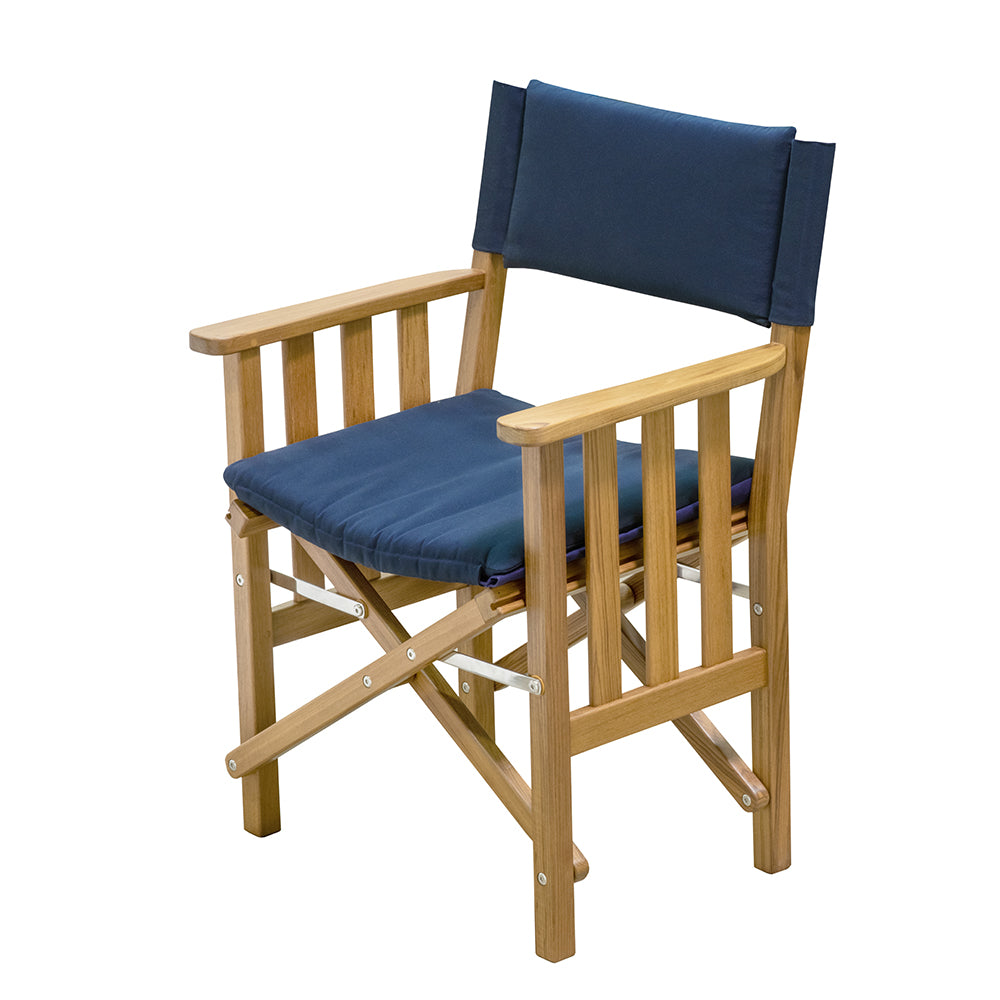 Whitecap Directors Chair II w/Navy Cushion - Teak [61052] - Houseboatparts.com