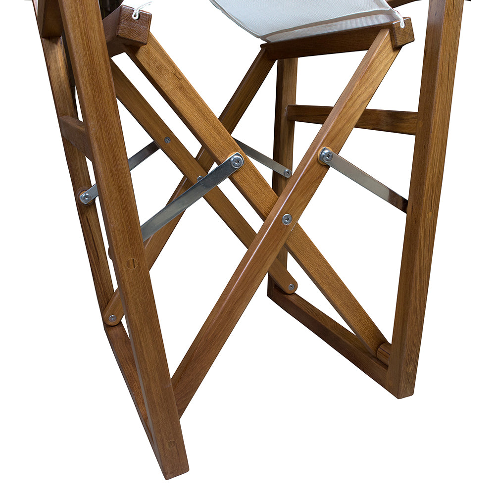 Whitecap Directors Chair w/White Batyline Fabric - Teak [63061] - Houseboatparts.com