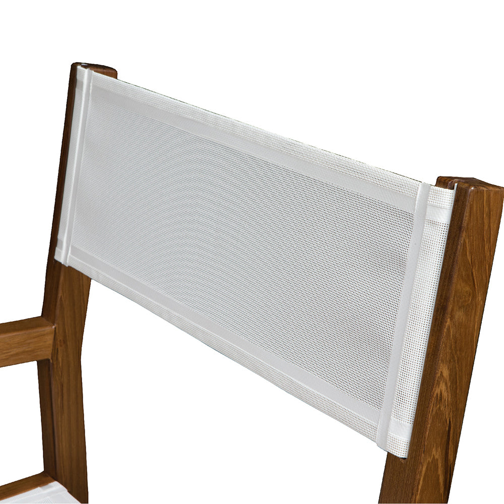 Whitecap Directors Chair w/White Batyline Fabric - Teak [63061] - Houseboatparts.com